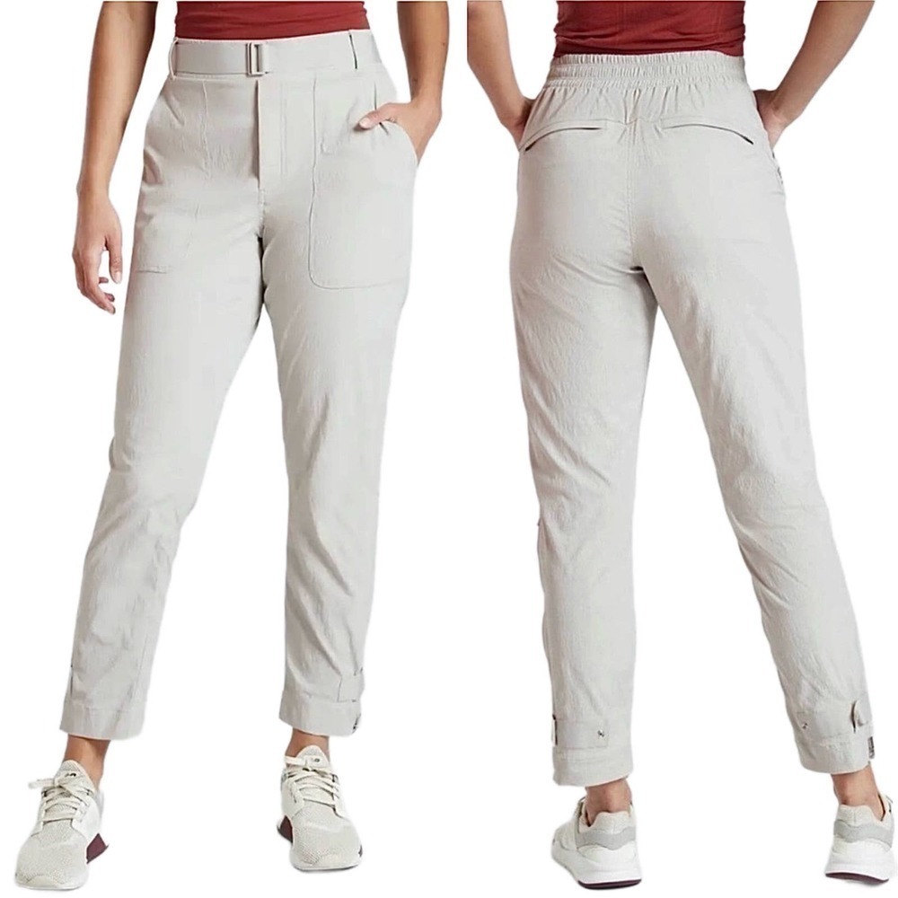 Athleta Trekkie Belted Pant in Alabone Grey Size 16 Rip Stop Hiking Outdoor